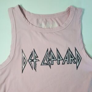 Def Leppard Graphic Bodysuit Pink Sleeveless Rock Band Top Women's Small‎